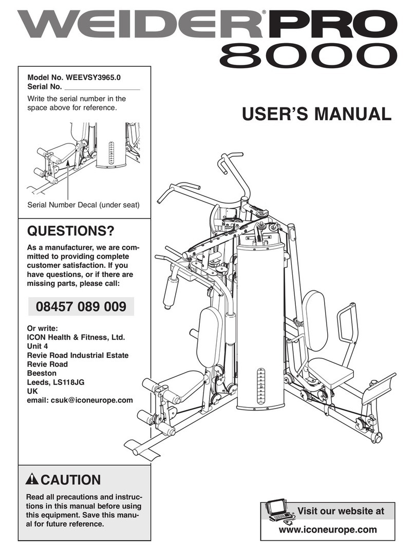 Weider Pro 8000 User manual Weider Pro 8000 User manual