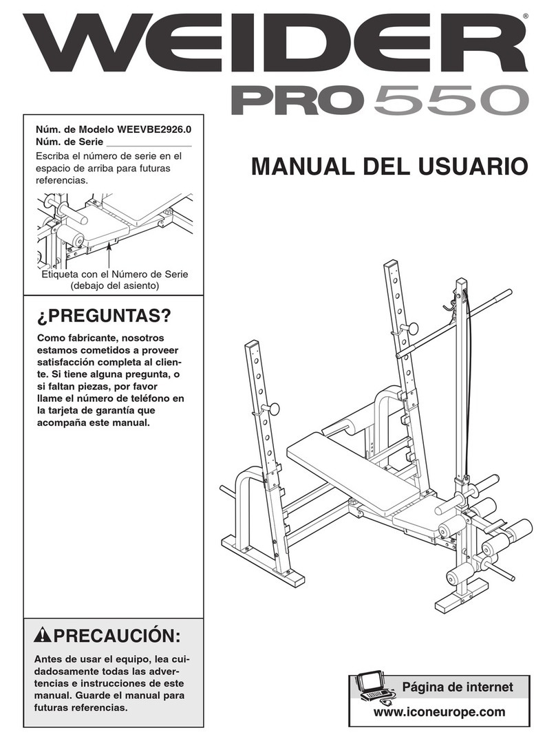 Weider Pro 550 Bench Manual Del Usuario