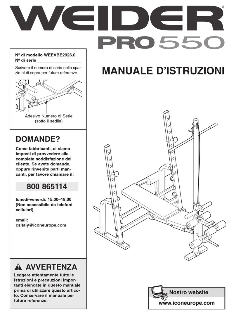 Weider Pro 550 Bench Operating and maintenance manual