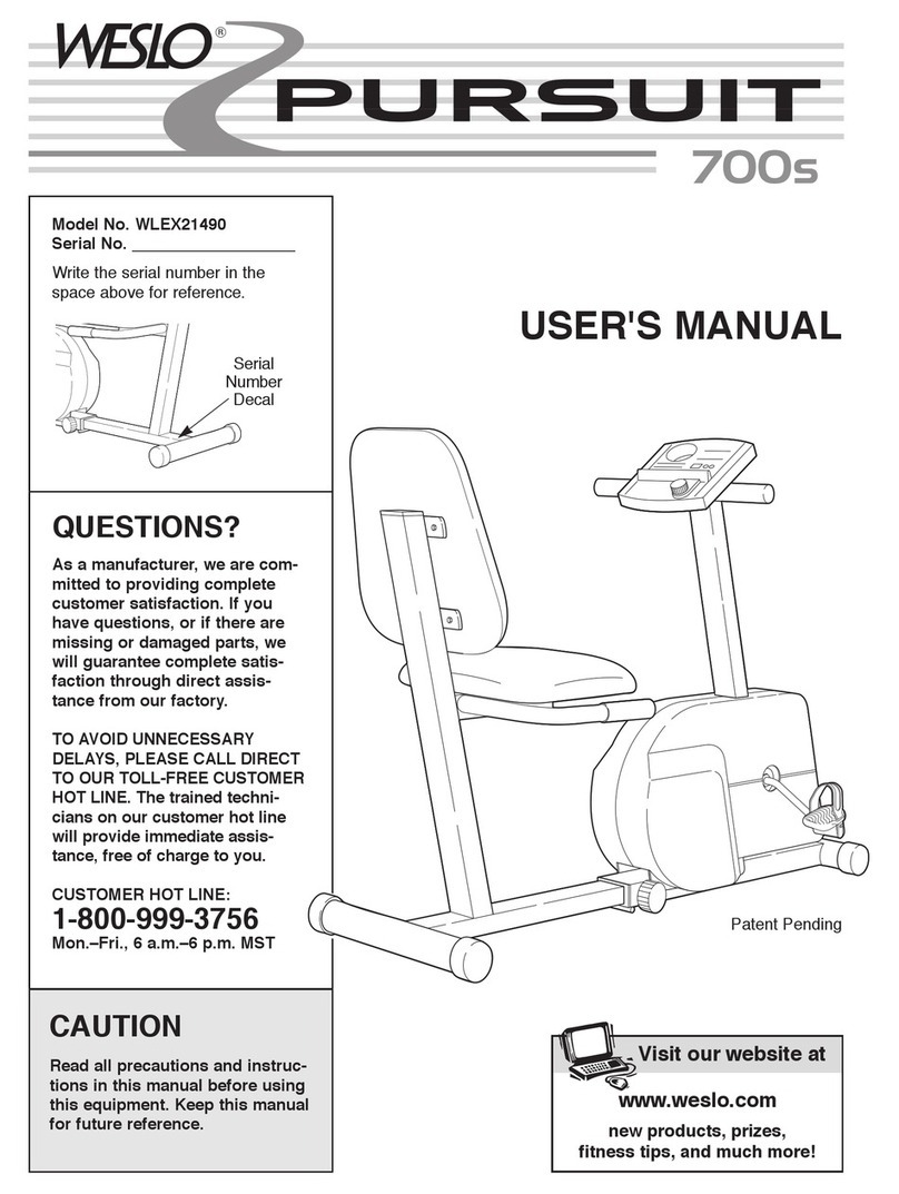 Weslo Pursuit 700s user manual
