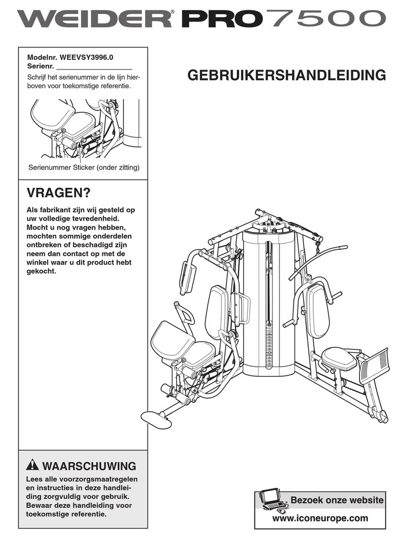 Weider Pro 7500 User manual Weider Pro 7500 User manual