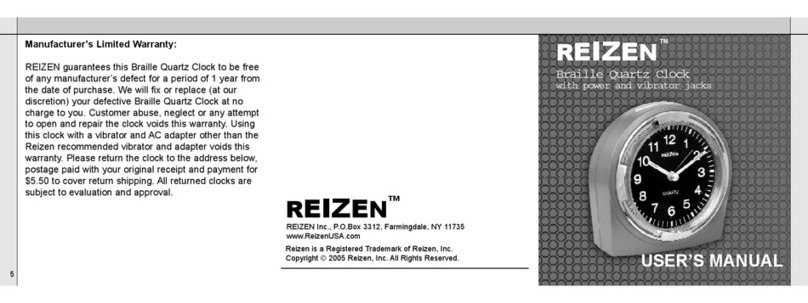 REIZEN Braille Quartz Clock User manual