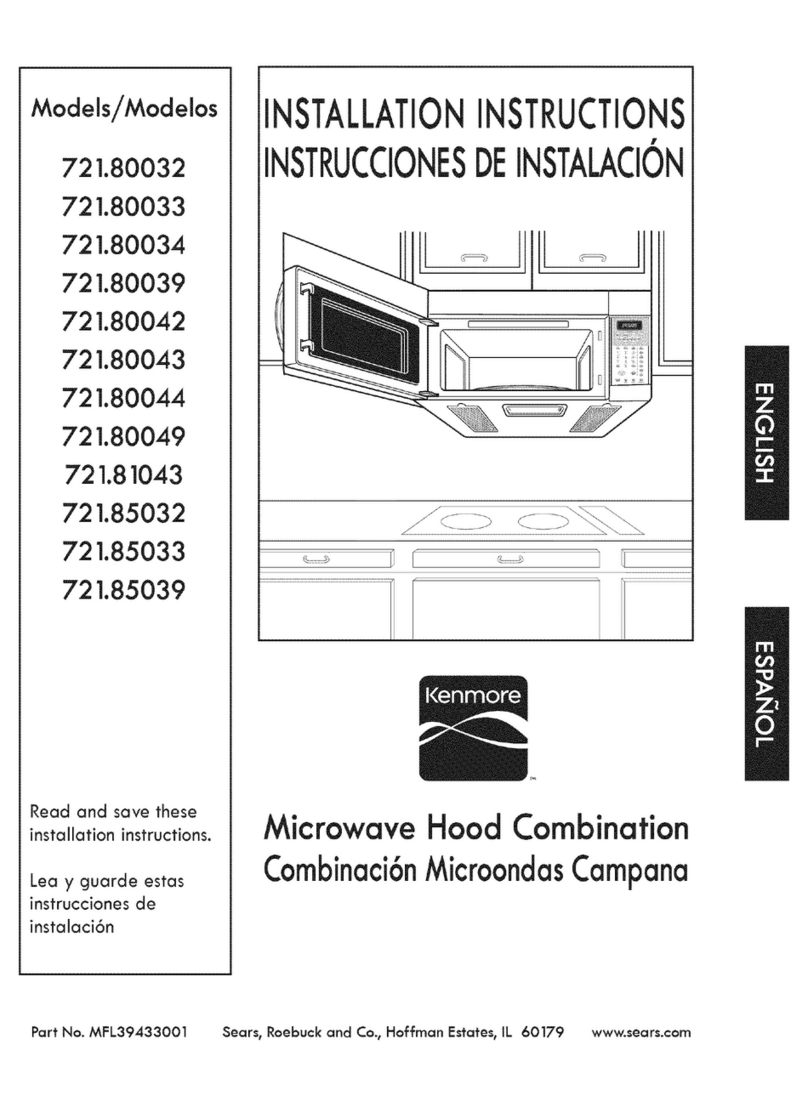 Kenmore 721.80032 Installation insrtuctions