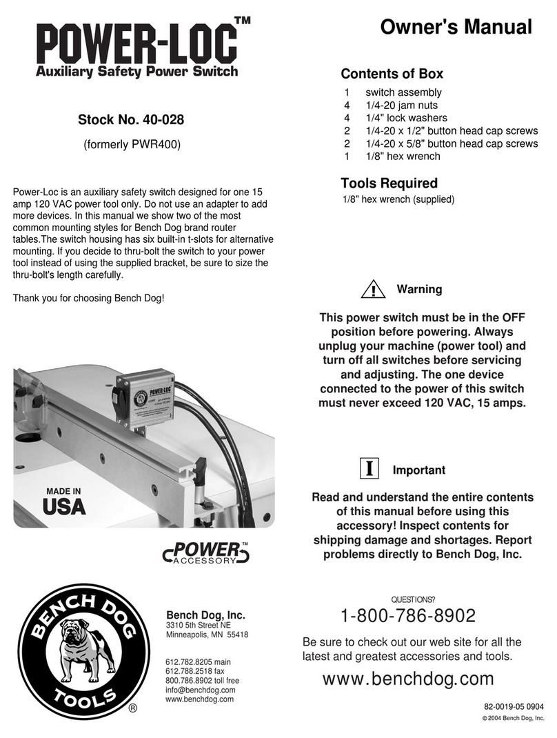 Bench Dog Tools Power-Loc 40-028 owner's manual
