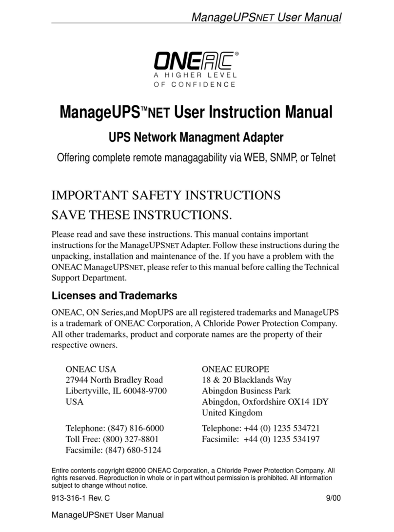 ONEAC ManageUPS NET User instruction manual ONEAC ManageUPS NET User instruction manual