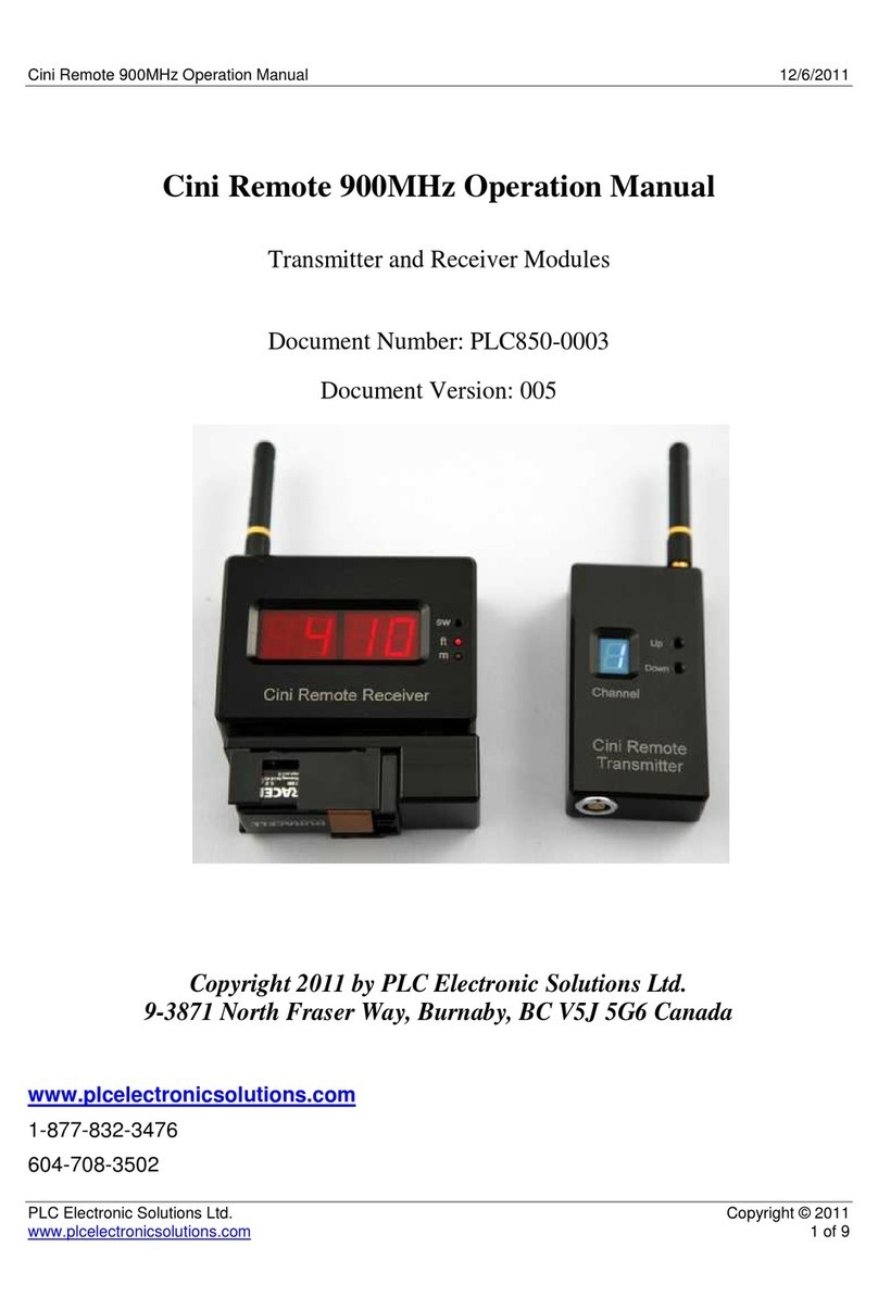 PLC Electronic Solutions Cini Remote 900MHz Operation manual