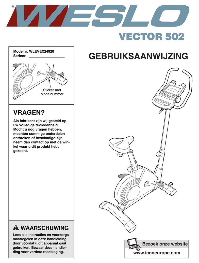 Weslo Vector 502 Gebruiksaanwijzing
