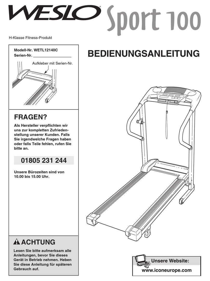 Weslo Sport 100 Treadmill Bedienungsanleitung