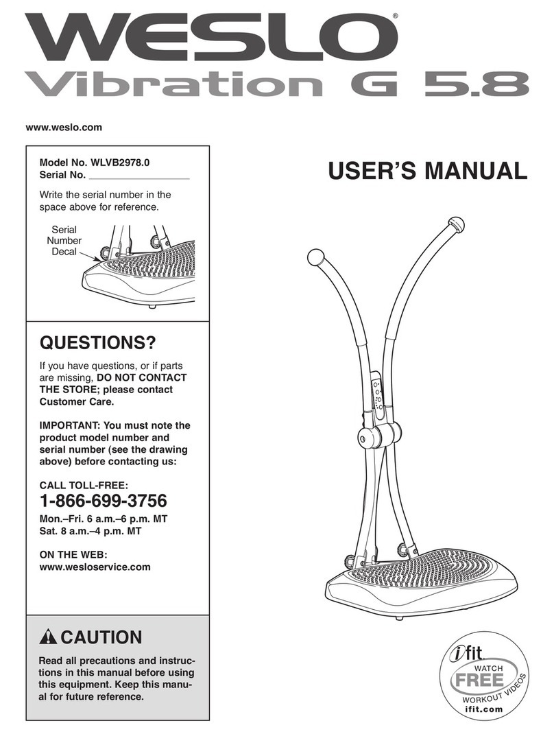 Weslo Vibration G 5.8 Bench User manual