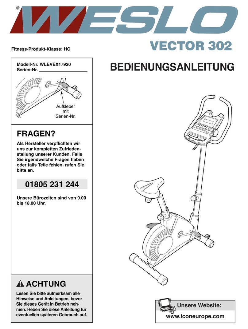 Weslo Vector 302 Quick start guide