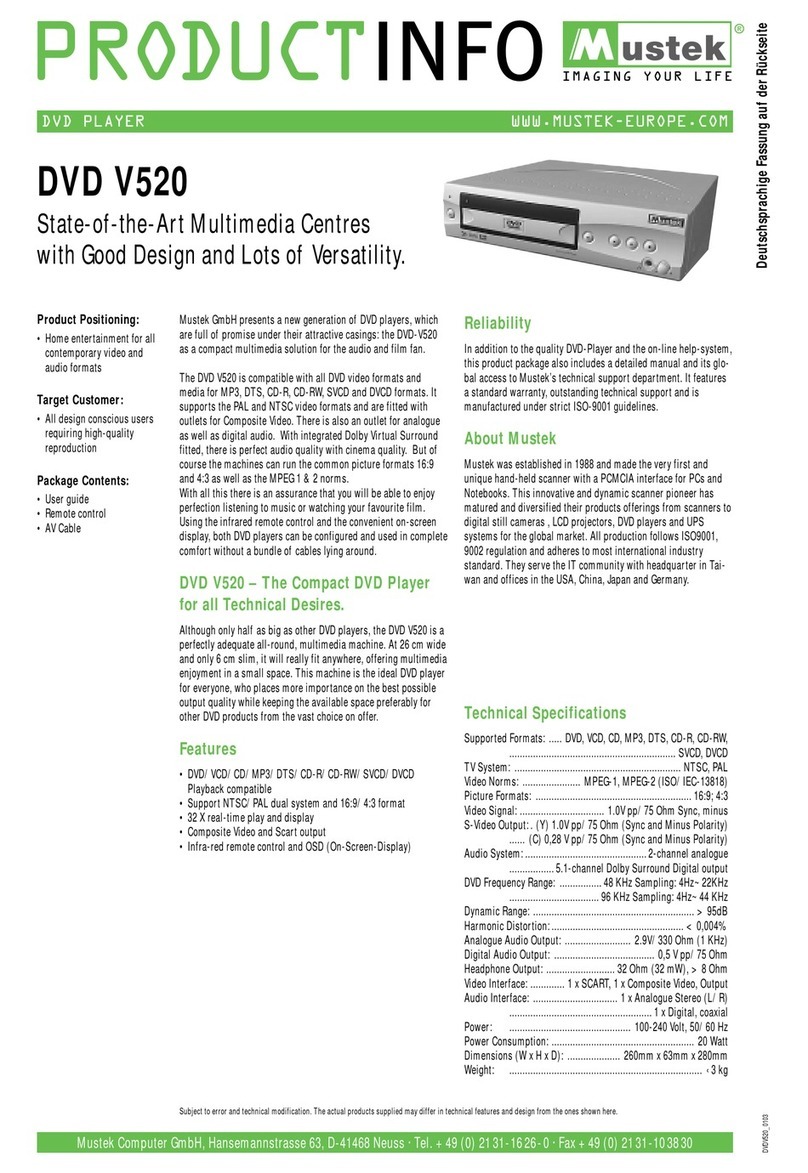 Mustek DVD V520 datasheet
