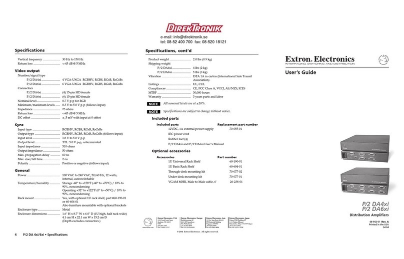 Extron electronics VGA Distribution Amplifiers P/2 DA4xi s User manual