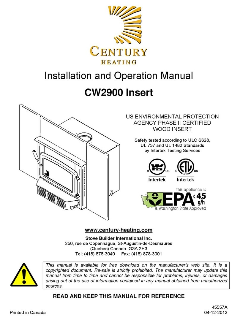 Century CW2900 Insert Installation and operation manual
