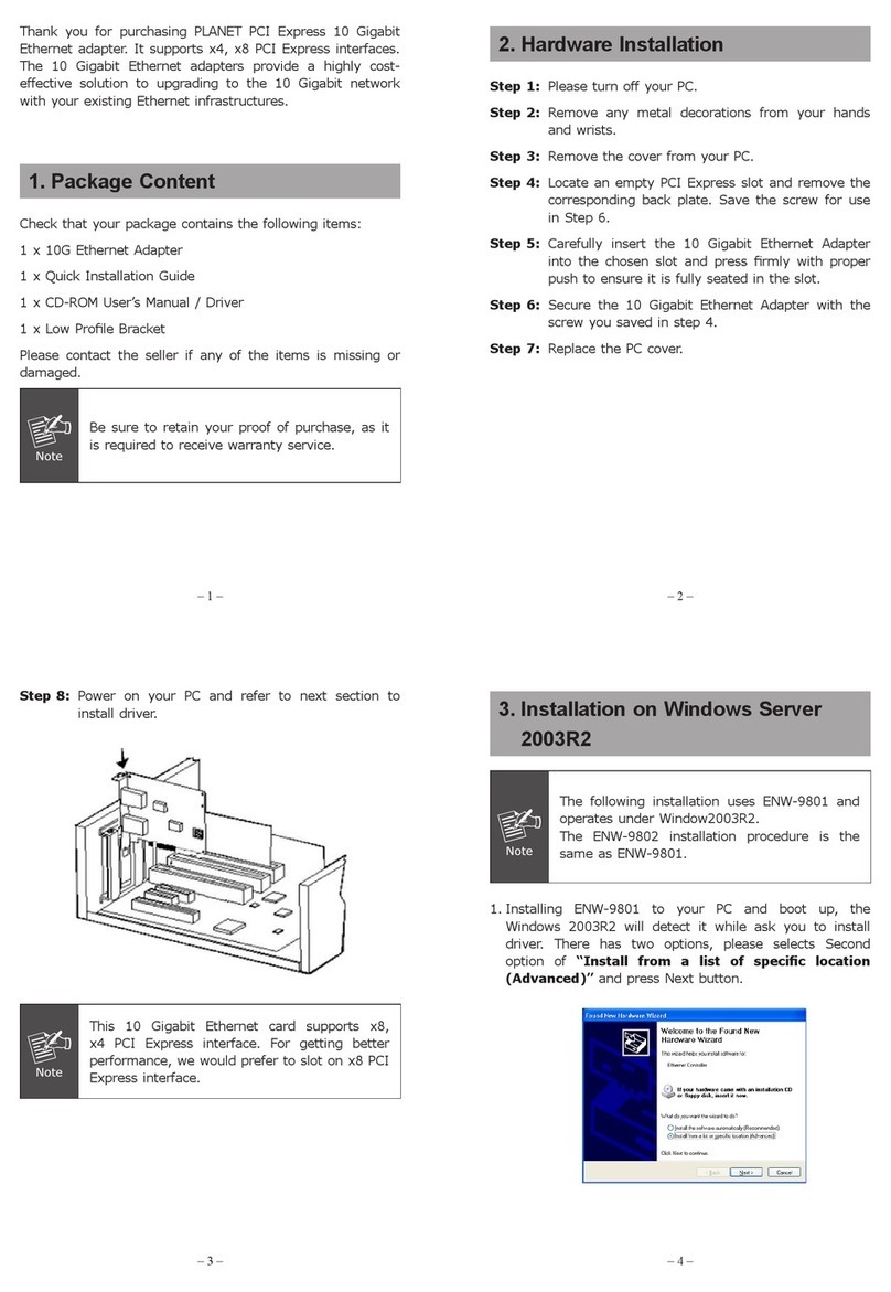 Planet ENW-980X Series Quick installation guide