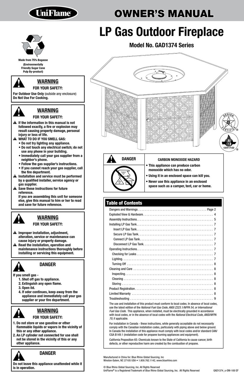 Uniflame GAD1374 Series owner's manual