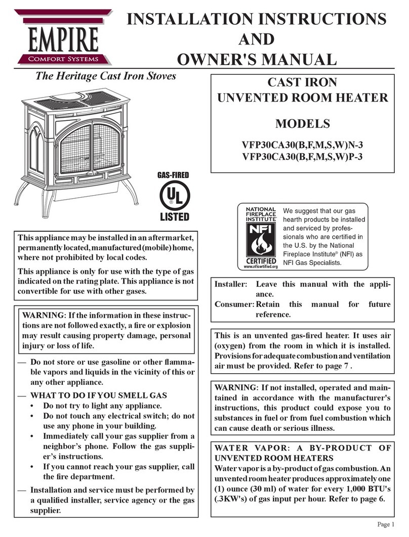 Empire Comfort Systems VFP30CA30 Series Installation instructions and owner's manual Empire Comfort Systems VFP30CA30 Series Installation instructions and owner's manual