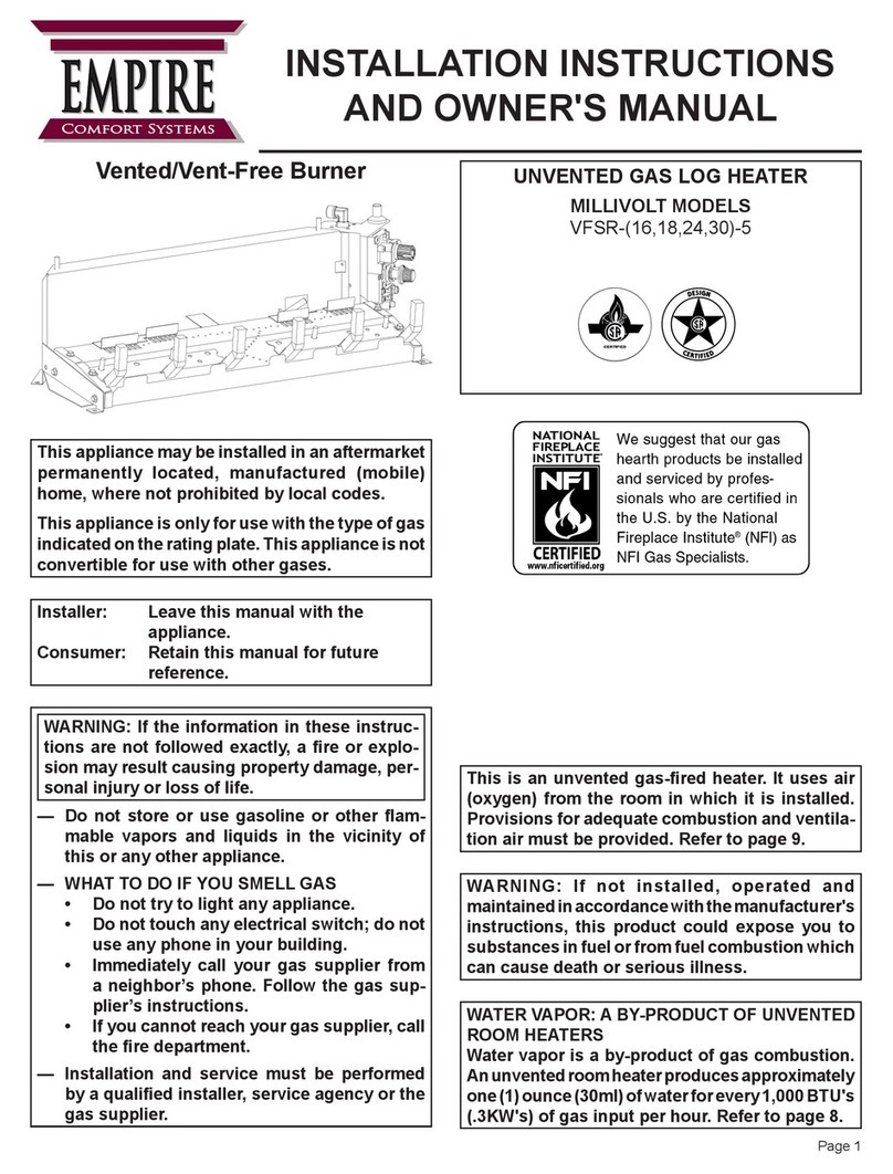 Empire Comfort Systems VFSR-16-5 Installation instructions and owner's manual