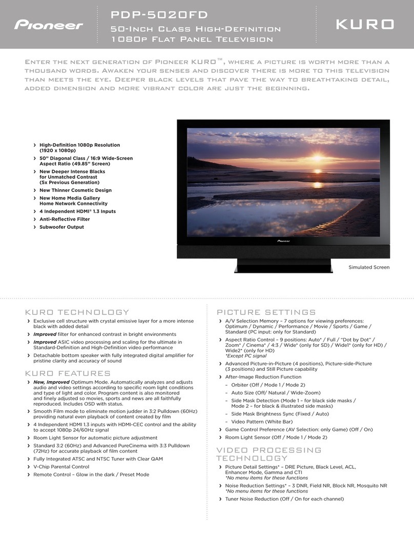 Pioneer Elite Kuro,Elite PDP-5020FD User manual