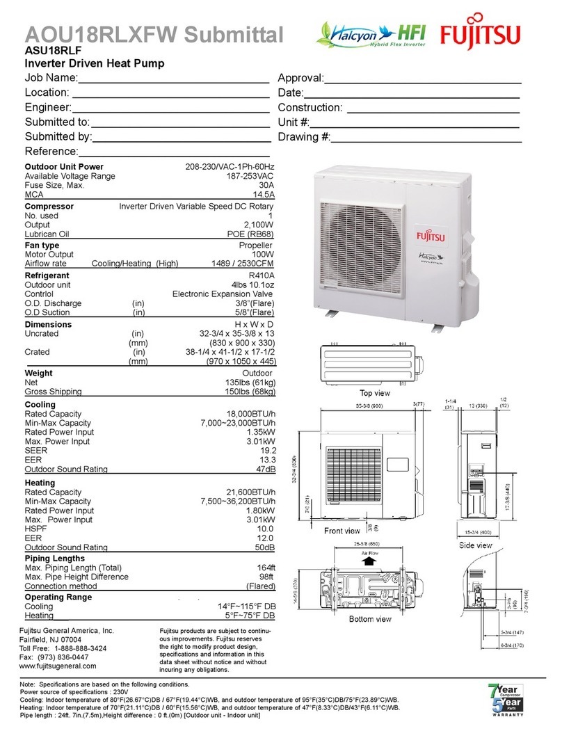 Fujitsu AOU18RLXFW User manual