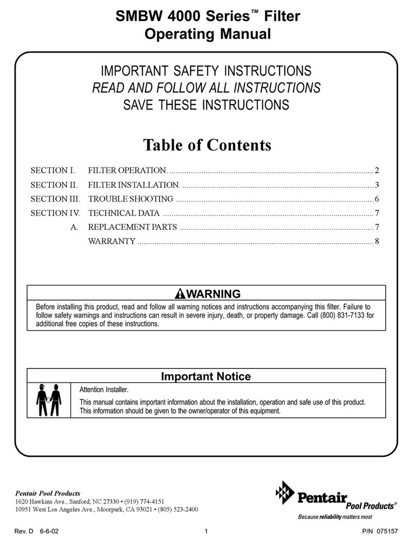 Pentair Pool Products SMBW 4000 Series operating manual