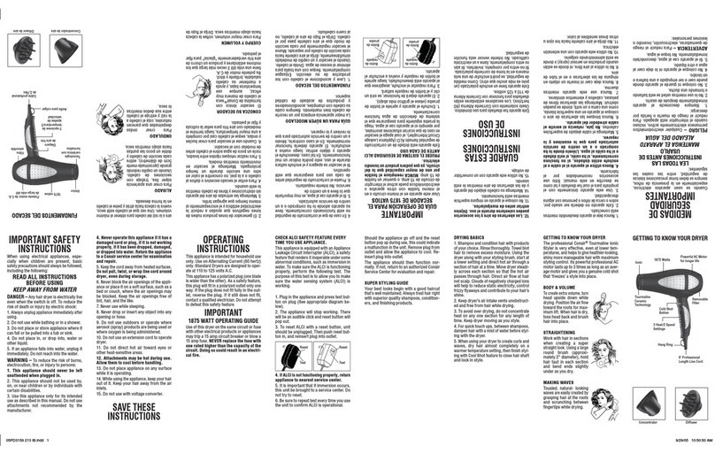 Conair Infiniti 213 User guide