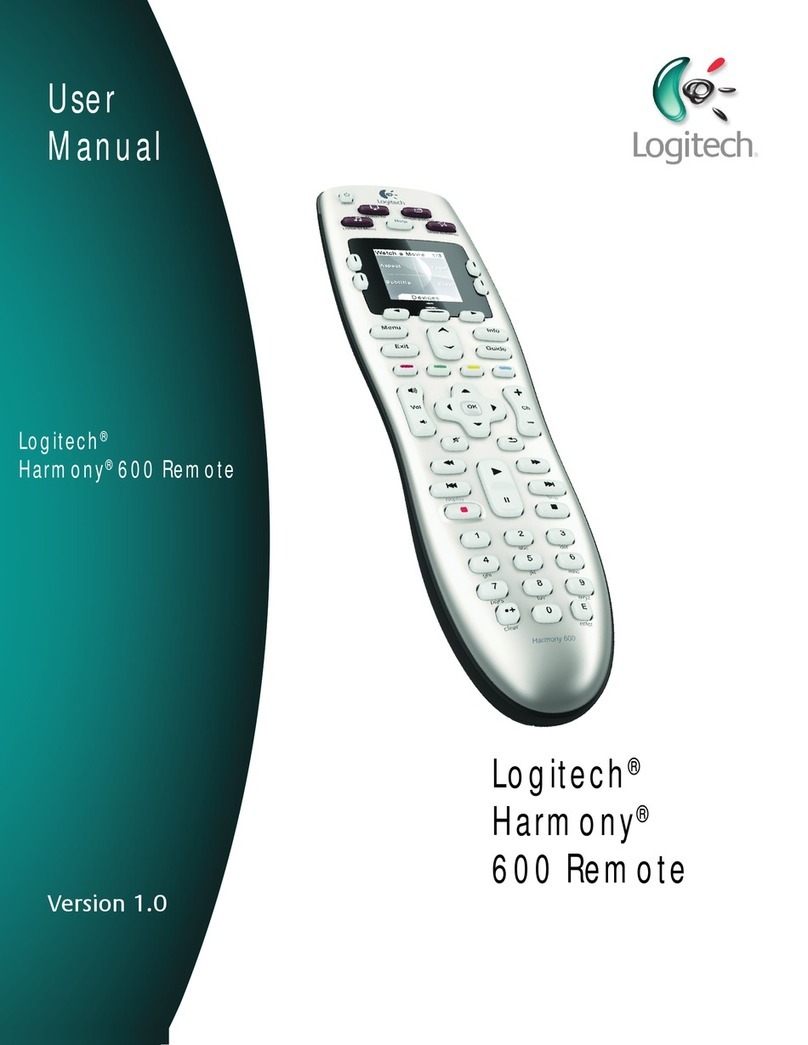Logitech HARMONY REMOTE 600 Series User manual Logitech HARMONY REMOTE 600 Series User manual