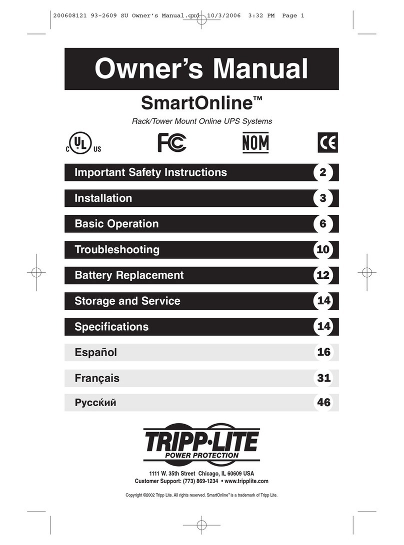 Tripp Lite SmartOnline SU1000RTXL2U User manual