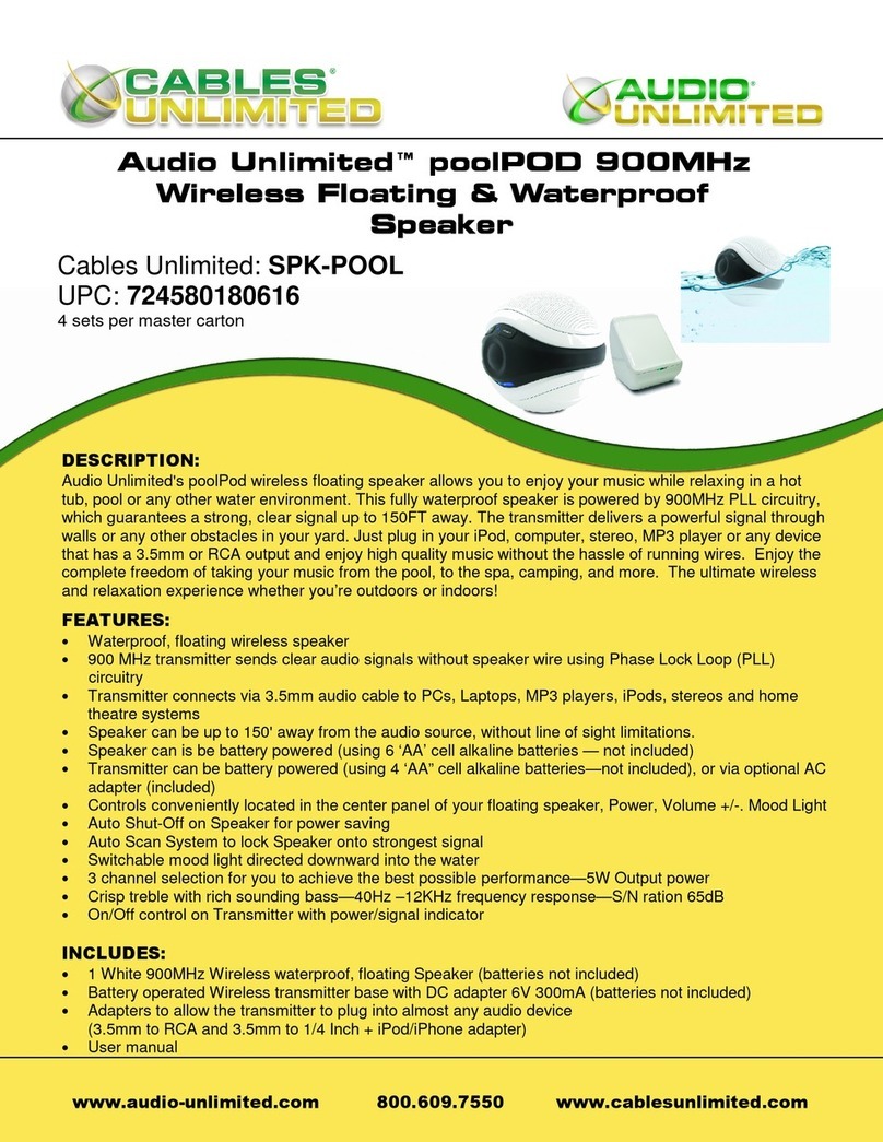 Audio Unlimited Audio Unlimited SPK-POOL User manual Audio Unlimited Audio Unlimited SPK-POOL User manual