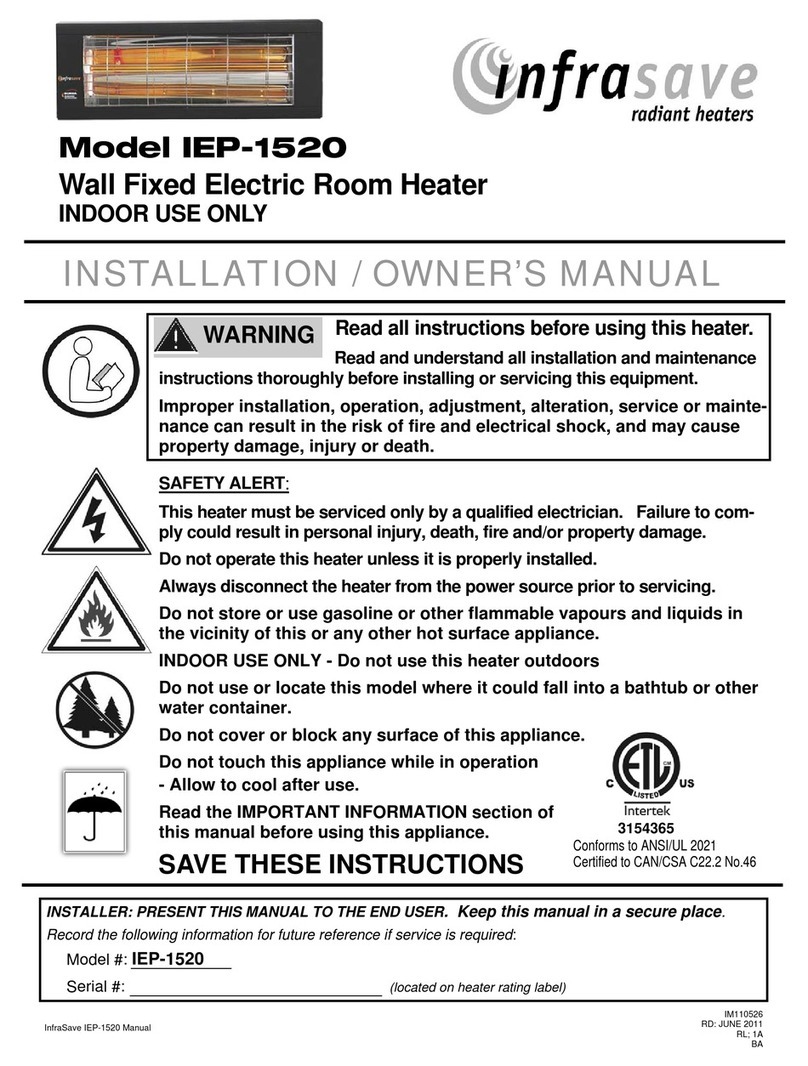 infrasave IEP-1520 Installation & owner's manual infrasave IEP-1520 Installation & owner's manual