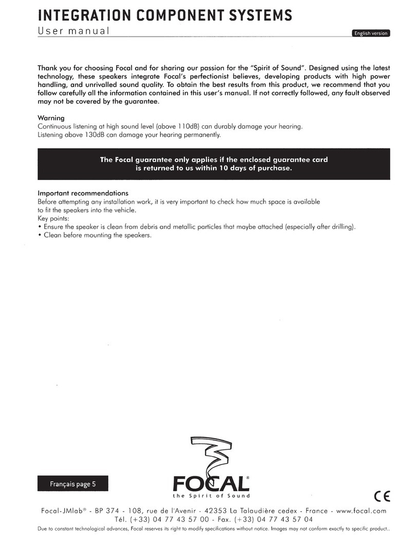 Focal INTEGRATION COMPONENT SYSTEMS user manual