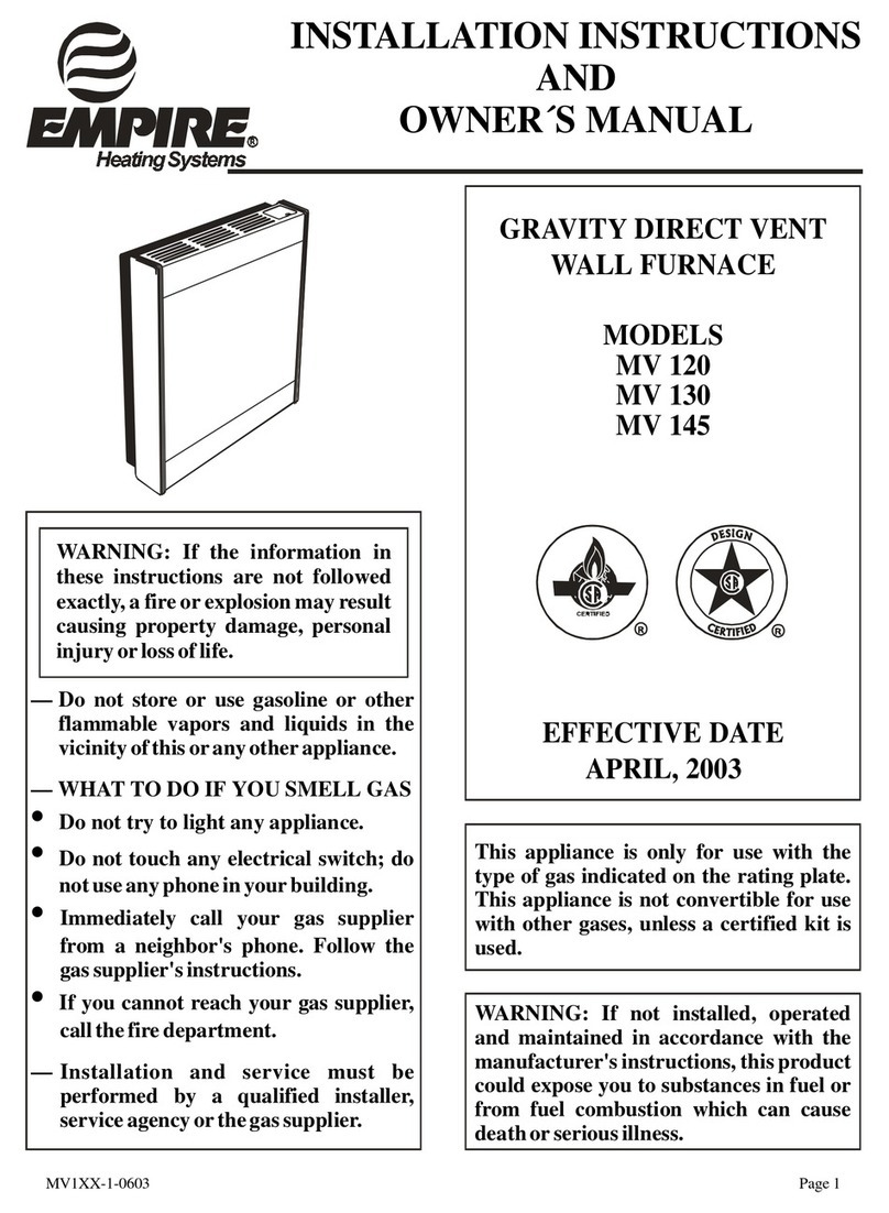 Empire Heating Systems MV 145 Quick start guide