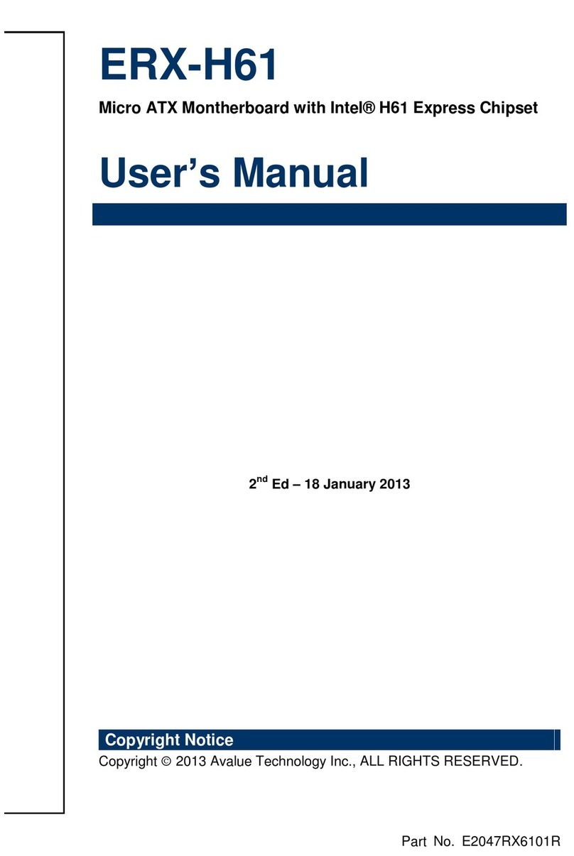 Avalue Technology ERX-H61 User manual Avalue Technology ERX-H61 User manual