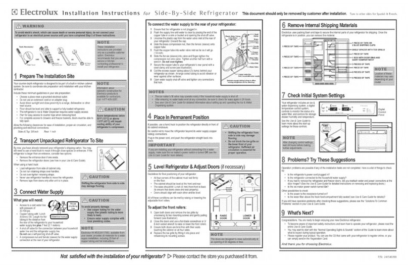 Electrolux E23CS78DSS0 installation instructions