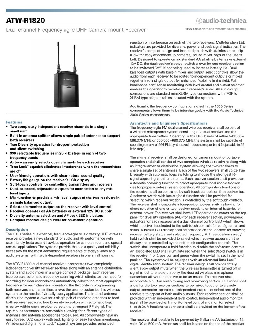 Audio Technica ATW-R1820 Operation and maintenance
