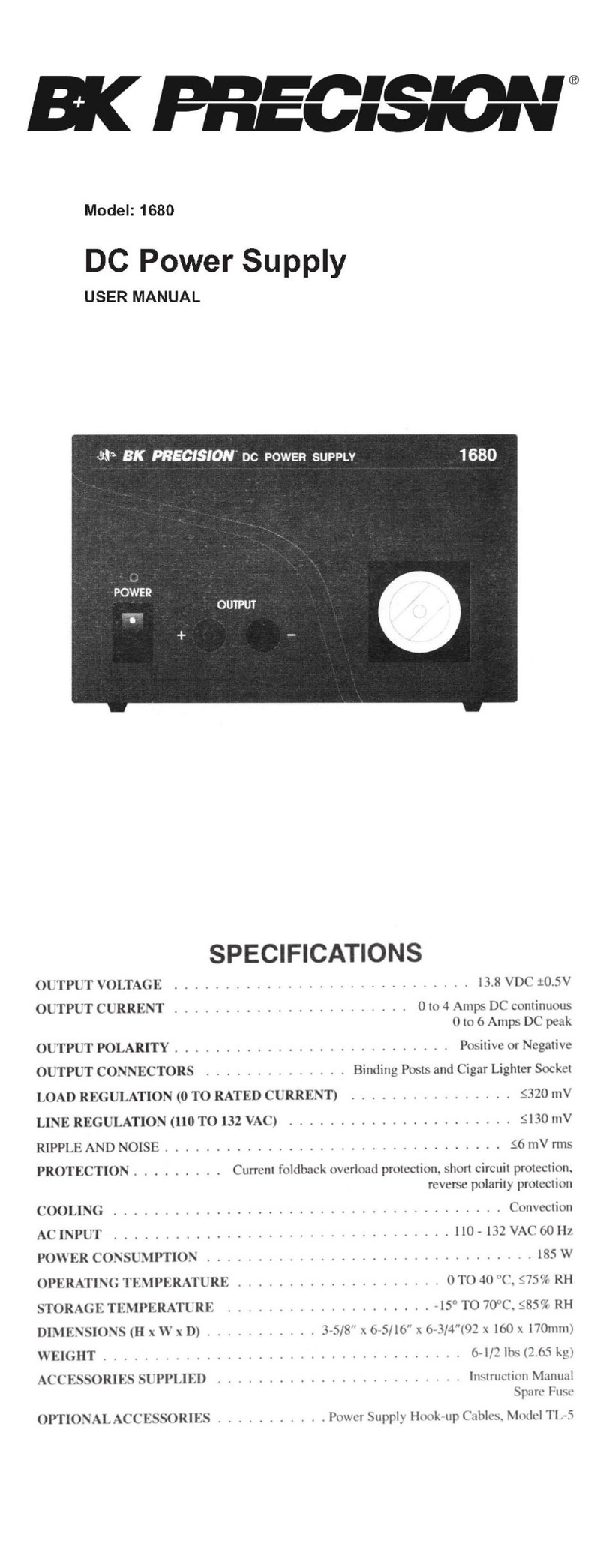 B+K precision 1680 user manual