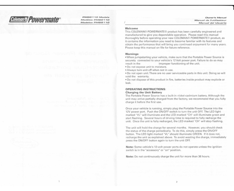 Coleman Powermate PMB8110 Series owner's manual