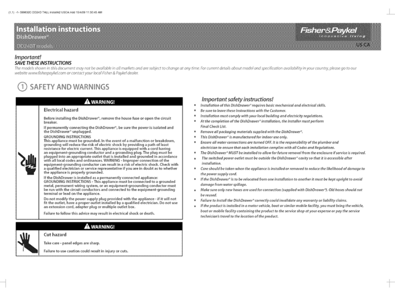 Fisher & Paykel DishDrawer DD24DT Series User manual