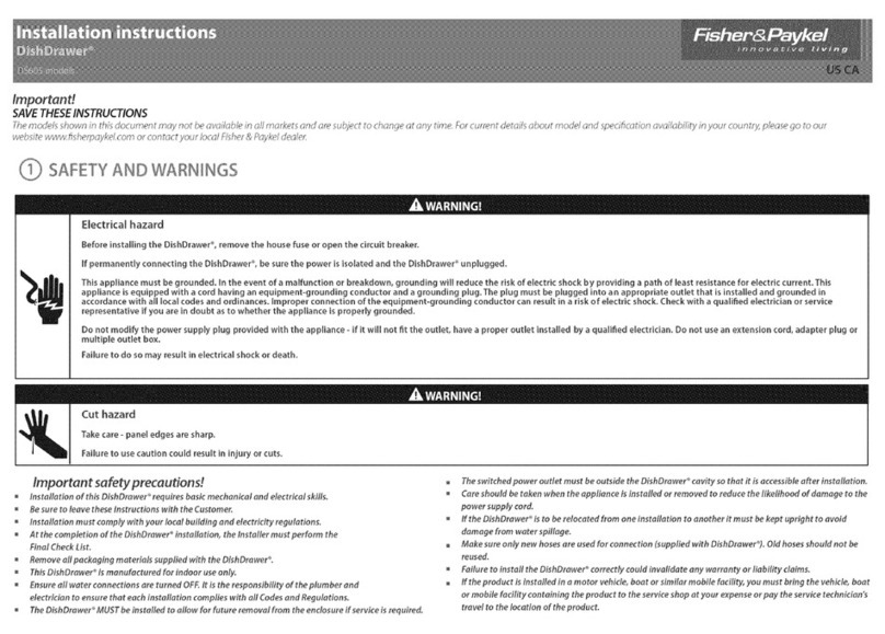 Fisher & Paykel DishDrawer DS605 installation instructions
