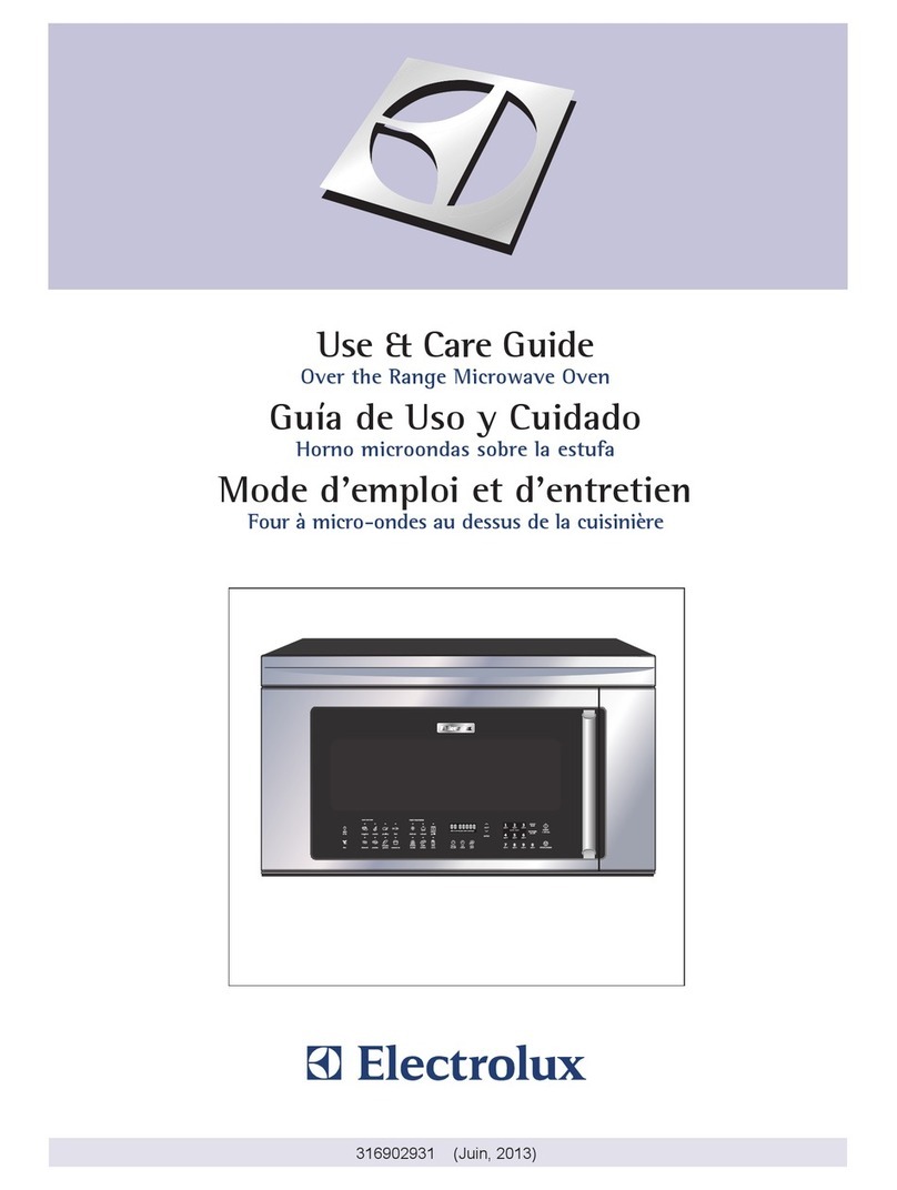 Electrolux Over the Range Microwave Oven User manual