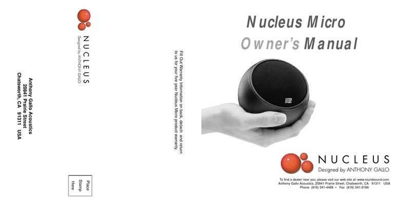 Anthony Gallo Acoustics Nucleus Micro owner's manual