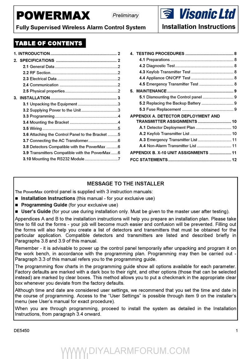 Visonic POWERMAX - installation instructions