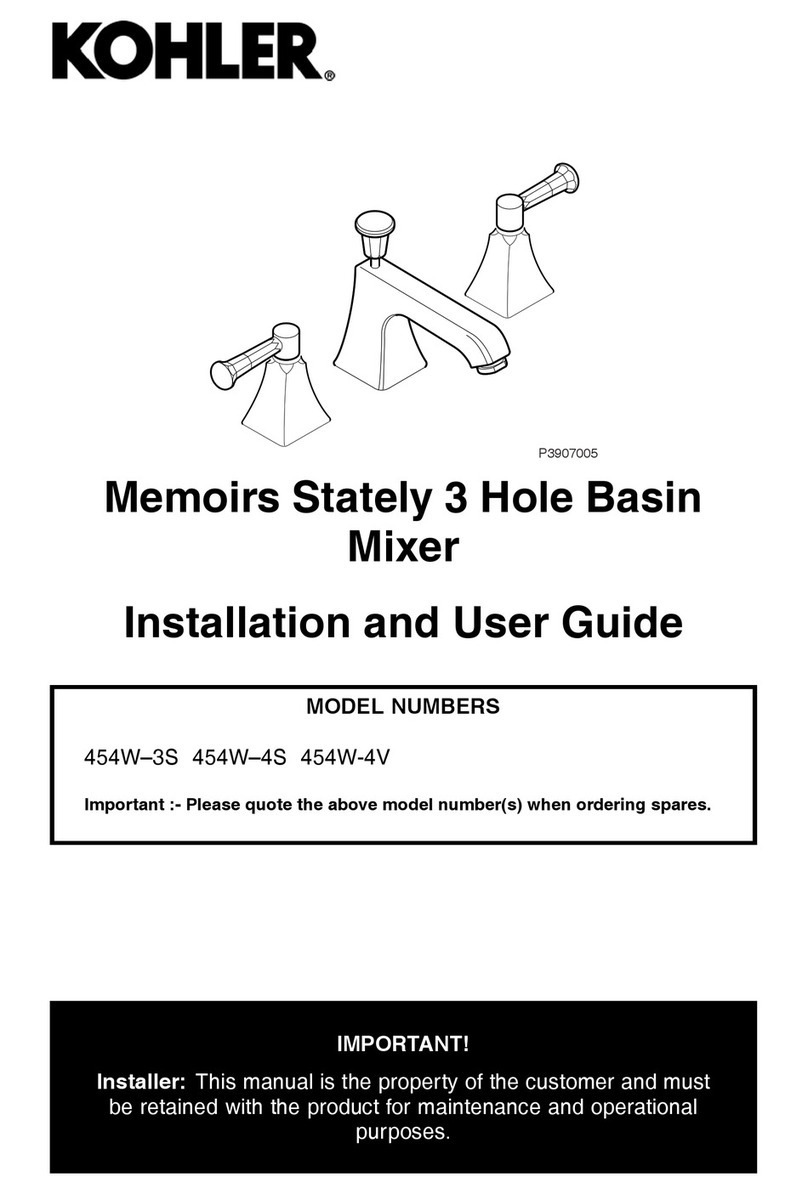 Kohler Memoirs Stately 3 Hole Basin Mixer User manual