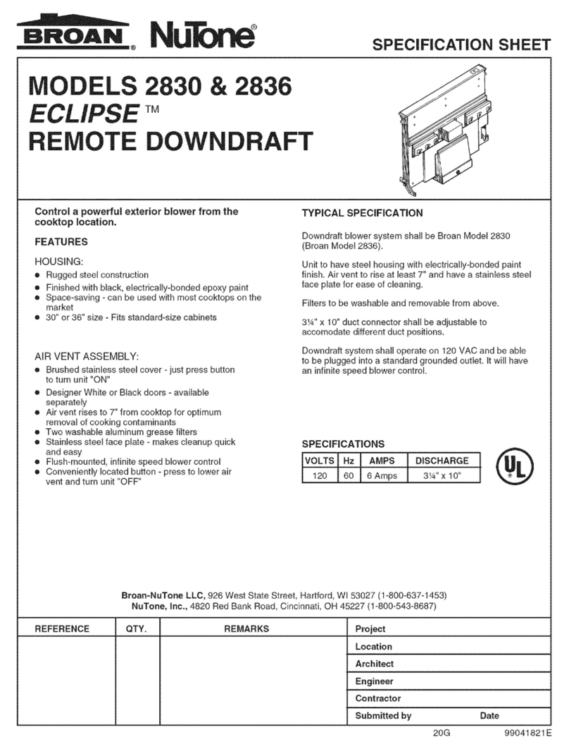 Broan NuTone Eclipse 2830 User manual