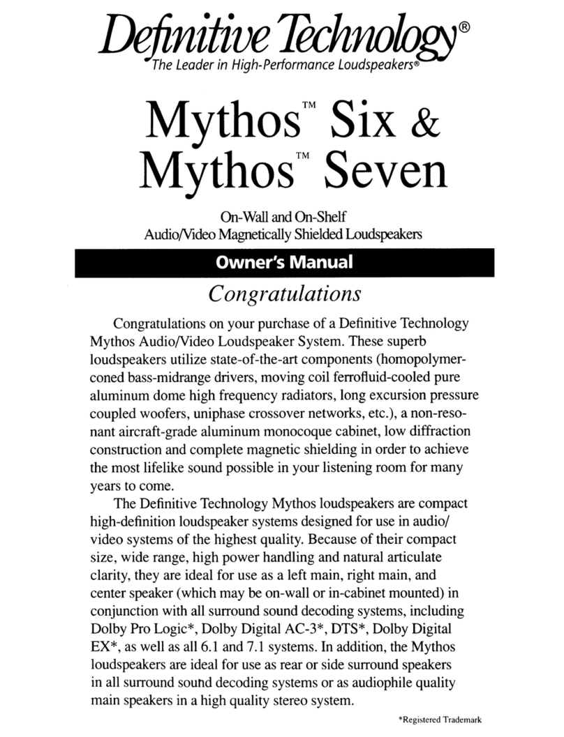 Definitive Technology Mythos Six User manual