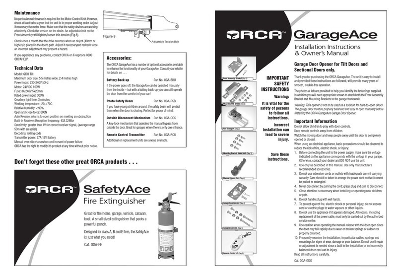 Orca GarageAce Installation instructions & owner's manual