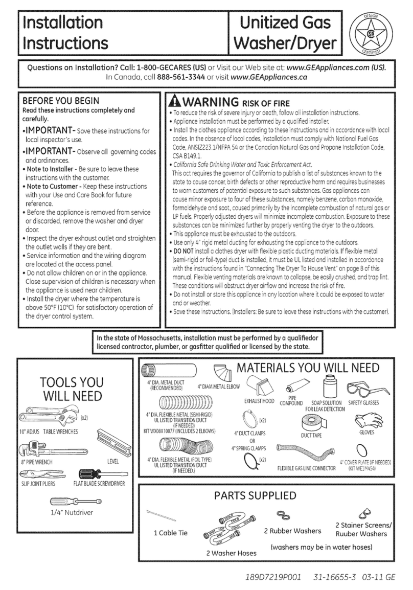 GE GTUP270GM3WW User manual