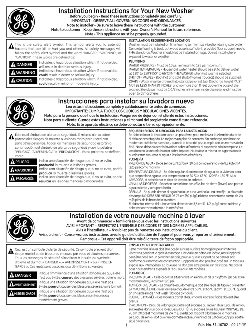 GE GTWS8455D0MC User manual