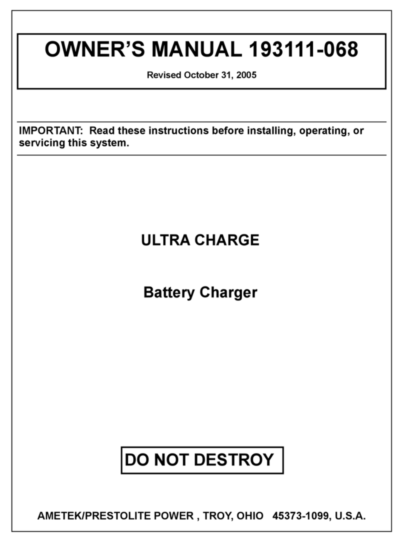 AMETEK/PRESTOLITE POWER ULTRA CHARGE owner's manual