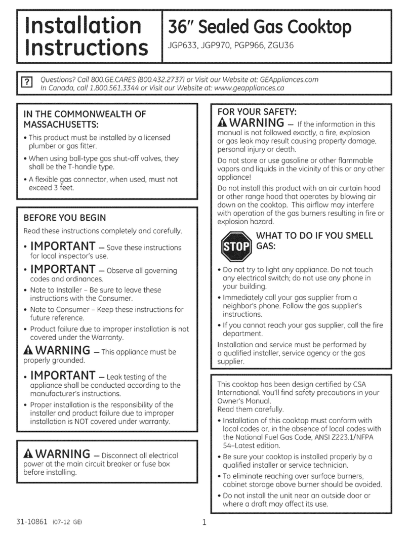 GE JGP633 User manual