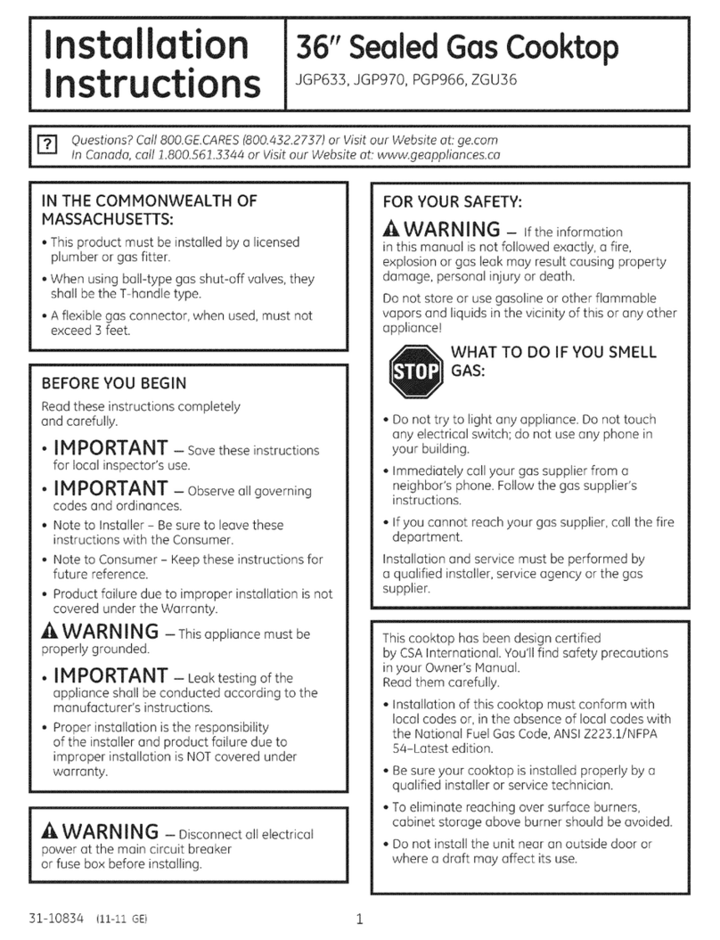 GE JGP633 User manual